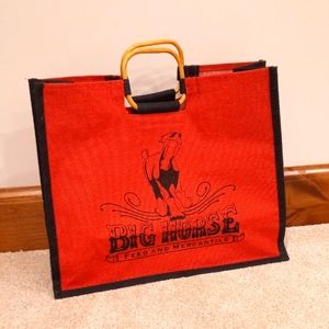 Tote Bag - Big Horse Feed & Mercantile - Burlap and Bamboo